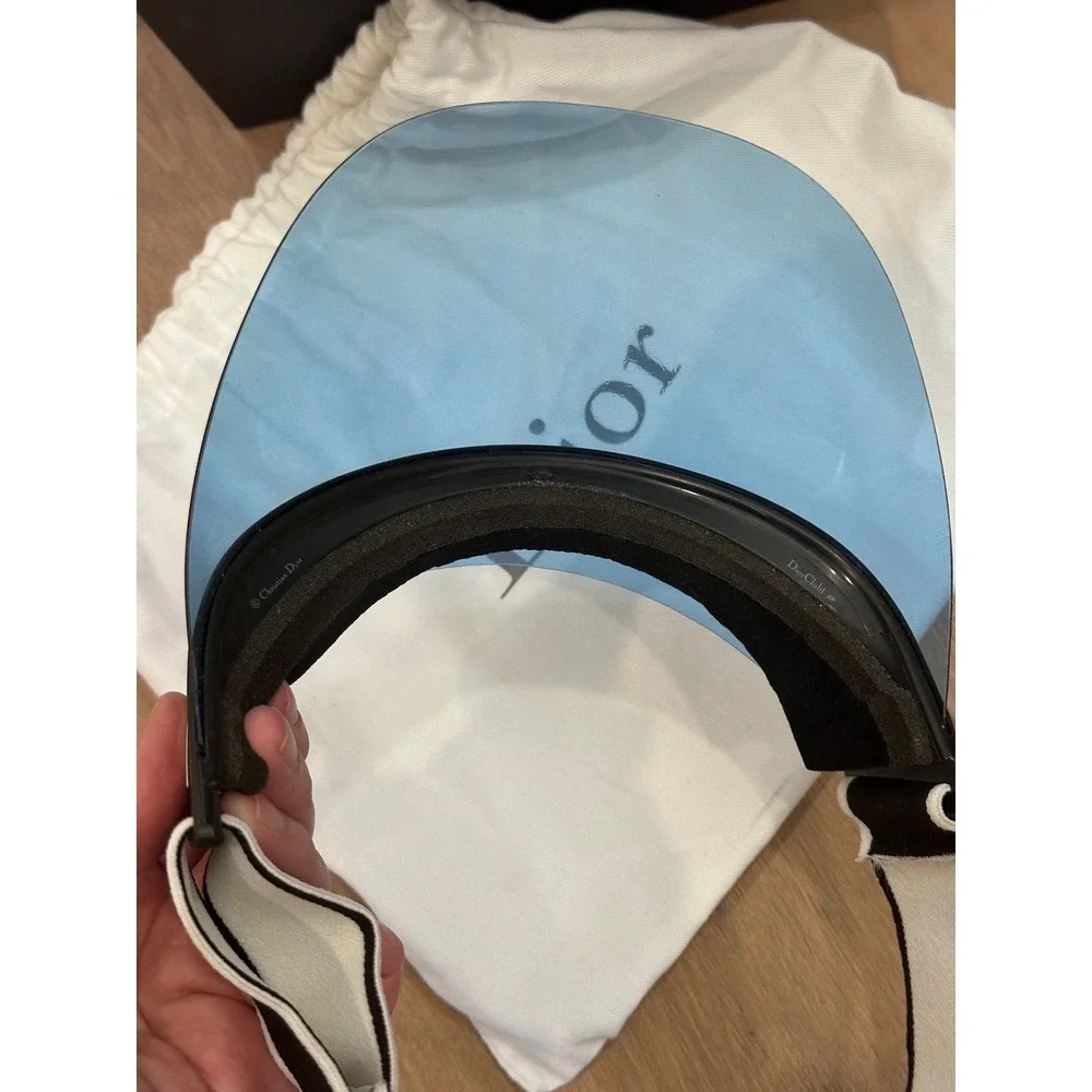 Christian Dior Club1 J'ADIOR Blue Visor Sunglasses Black White Logo Strap